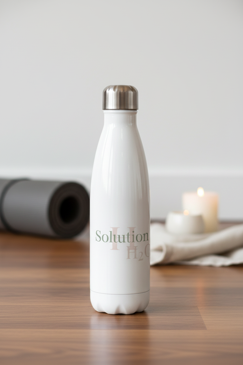My Solution H2O water bottle in yoga studio lifestyle setting
