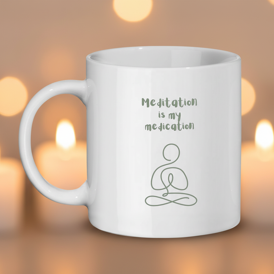 Meditation mug green – close-up mindful lifestyle shot